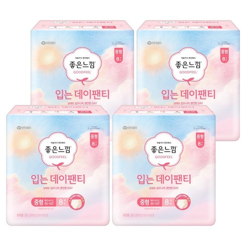 좋은느낌 입는데이팬티 생리대, 중형, 8개입, 4개