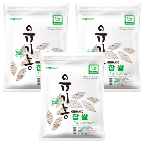 대구농산 유기농 찹쌀, 2kg, 3개