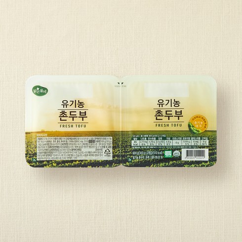 맑은물에 유기농 인증 촌두부, 300g, 2입