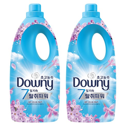 다우니 초고농축 7일지속 탈취파워 섬유유연제 레몬그라스와 라일락 본품, 2L, 2개