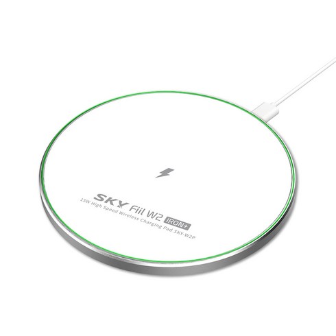 SKY 필 W2P 아이언+ 15W 고속 무선충전기 패드 SKY-W2P, 화이트실버, 1개