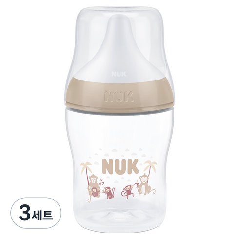 누크 퍼펙트매치 젖병 S 세트, 몽키, 150ml, 3세트