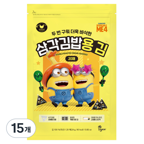 만전김 두 번 구워 더욱 바삭한 삼각김밥용 김 + 스티커 + 성형틀, 24g, 15개