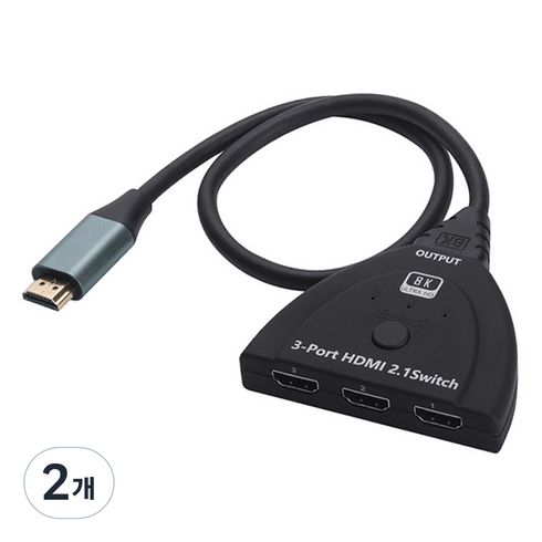랜스타 셀렉터 8K 4K 케이블 일체형 3:1 HDMI 선택기 LS-HS31C 블랙, 2개