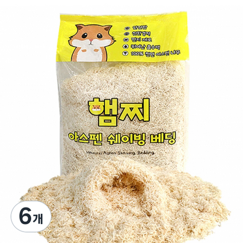 햄찌 아스펜 쉐이빙 베딩, 10L, 6개