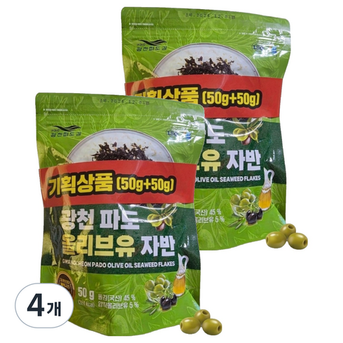 광천파도김 올리브유 자반, 50g, 4개