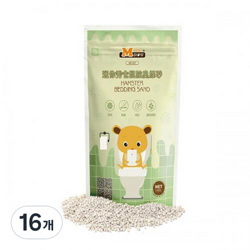 Minishow 햄스터 화장실 냄새 없애주는 모래 기본향 MS021, 1kg, 16개