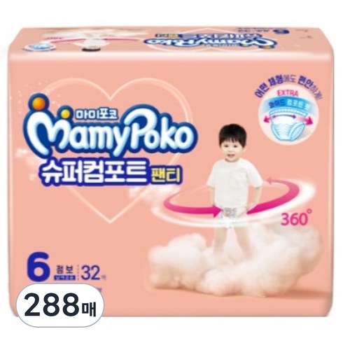 마미포코 뉴 슈퍼컴포트 팬티형 기저귀 점보 남녀공용, 6단계, 288매