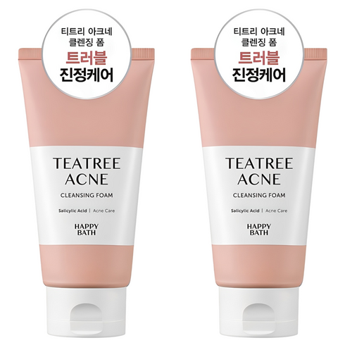 해피바스 티트리 아크네 클렌징폼, 150g, 2개