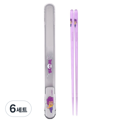 릴팡 브롤스타즈 피크닉 젓가락 + 조용한 케이스 세트, 쉘리, 6세트, 젓가락 + 케이스