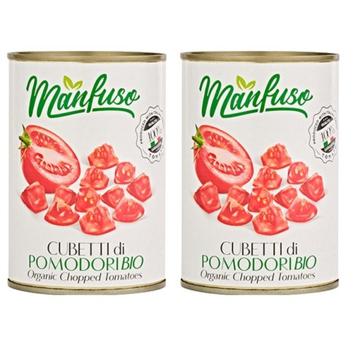 멘푸소 유기농 찹드 다이스드 토마토소스, 400g, 2개