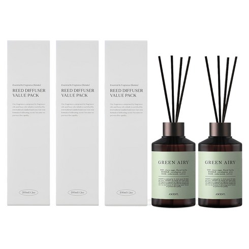 에이센트 퍼퓸드 디퓨저, 그린에어리, 200ml, 6개