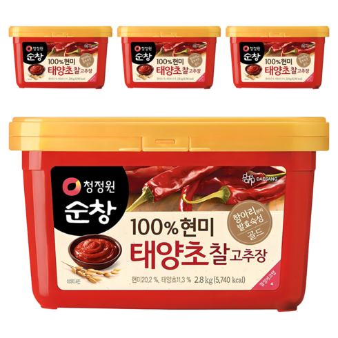 청정원순창 100% 현미 태양초 찰고추장, 2.8kg, 4개