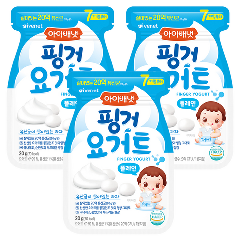 아이배냇 핑거 요거트, 플레인, 20g, 3개