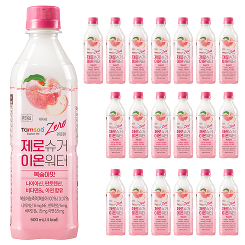 탐사 제로슈거 이온워터 복숭아맛, 500ml, 20개