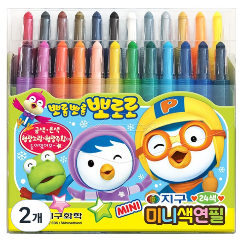 지구화학 뽀로로 미니 색연필 샤프식, 24색, 2개