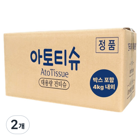 아토티슈 프리미엄 플레인 건티슈 4kg, 55g, 2000개입, 2개
