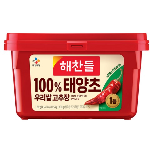 해찬들 100% 태양초 우리쌀 고추장, 1.8kg, 1개