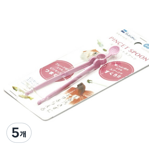 수이사쿠 2in1 열대어 사료 피딩용 스푼핀셋, 5개