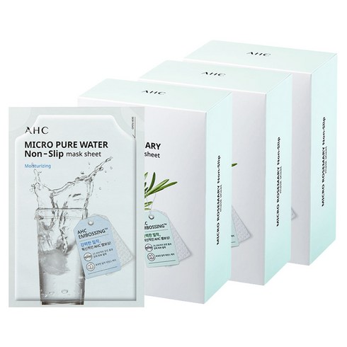 AHC 마이크로 퓨어 워터 착붙 마스크 시트 33ml, 10개입, 3개