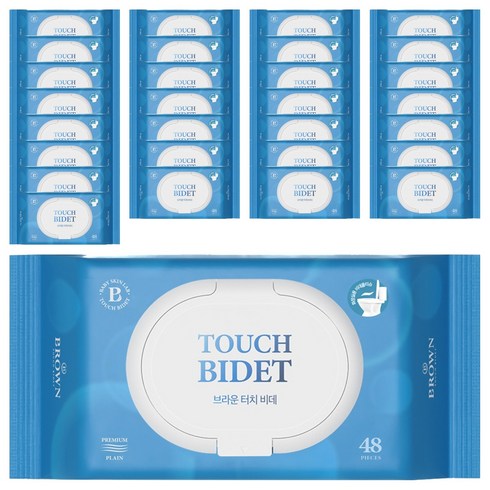 브라운 터치 비데 물티슈 물에 잘 녹는 화장실용 저자극 비데티슈 캡형, 55g, 48매입, 60개