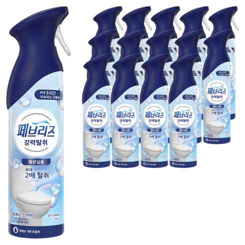 페브리즈 에어 화장실용 탈취제 프레시 스카이 본품, 165g, 15개