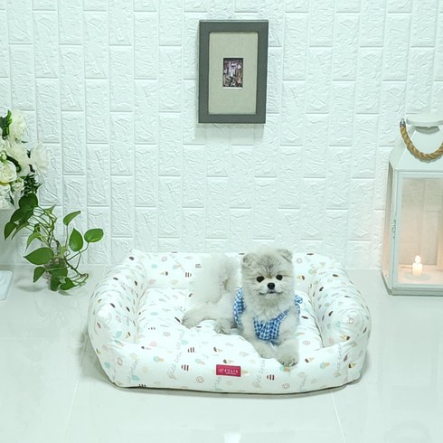 두기펫 반려동물 쿨 인견 방석, 아이스크림화이트, 1개