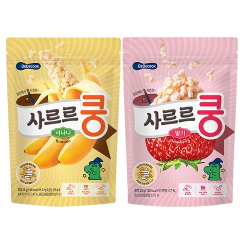 베베쿡 유아용 사르르쿵 딸기 23g 3p + 바나나 23g 3p, 사르르쿵 바나나3봉 딸기3봉, 1세트