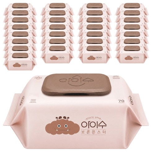 아이수 저자극 브론 몬스터 물티슈 캡형, 65g, 70매, 30개