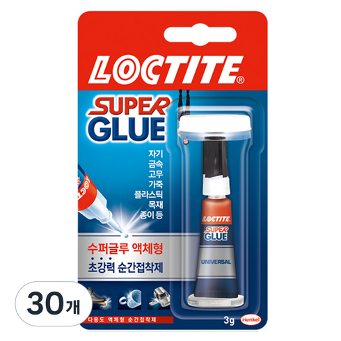 록타이트 수퍼 글루 액체형 초강력 순간접착제 3g, 30개