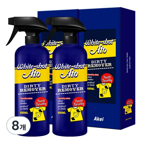 아케이 리빙 화이트샷 아토 고농축 강력 얼룩제거제, 520ml, 8개