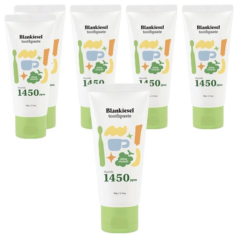 블랑키즐 1450 고불소 치약 샤인머스캣향, 60g, 6개