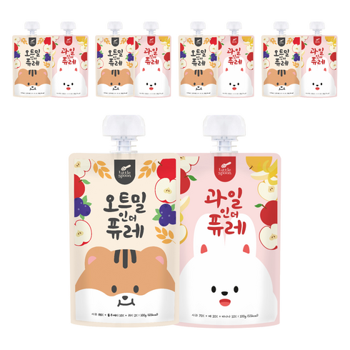 리틀스푼 과일 인더 퓨레 100g + 오트밀 인더 퓨레 100g 세트, 과일+오트밀, 5세트