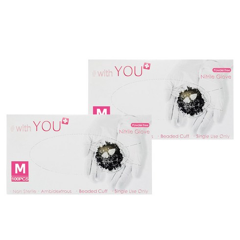 WithYou 오리지널 니트릴장갑 100P, 백색, M, 2개