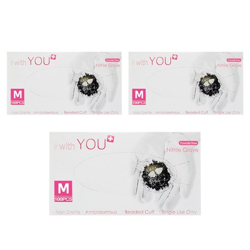 WithYou 오리지널 니트릴장갑 100P, 화이트, M, 3개
