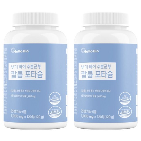 헬로바이오 부기 바이 수분균형 칼륨 포타슘, 2개, 120정