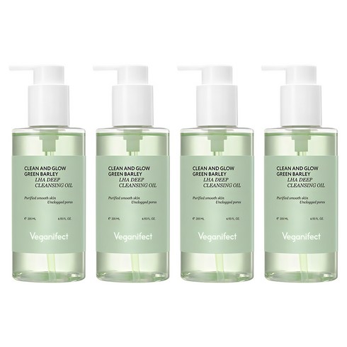 비건이펙트 클린 앤 글로우 청보리 라하 딥 클렌징오일, 205ml, 4개