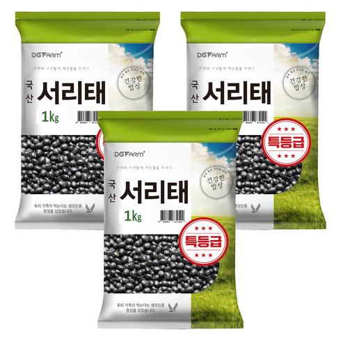 대구농산 건강한밥상 국산 특 서리태, 1kg, 3개