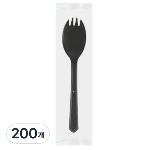 쿡앤가드 일회용 개별포장 스포키 블랙, 200개, 1개입