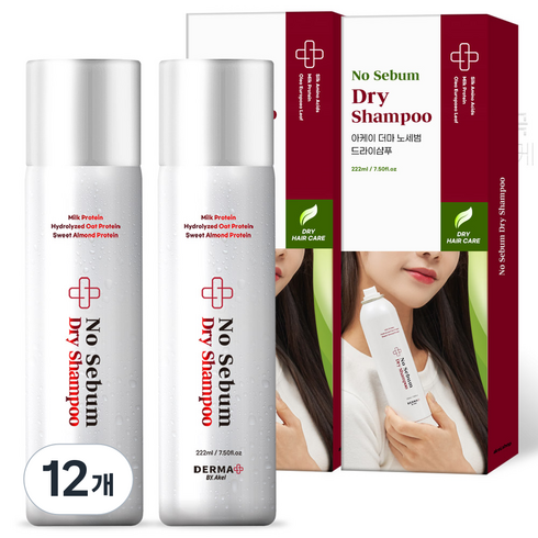 아케이 노세범 헤어 드라이샴푸 프레쉬 우디머스크향, 222ml, 12개