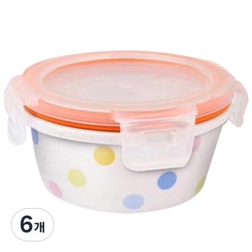투데코 도자기 이유식 보관용기 120 ml, 도트, 6개