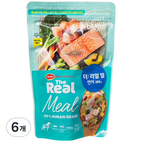 하림펫푸드 전연령 강아지 더리얼 밀 냉동 소프트사료, 연어, 200g, 6개