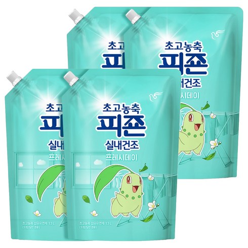 피죤 초고농축 실내건조 프레시데이 리필, 4개, 1.3L