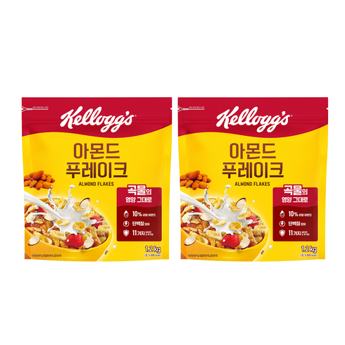 켈로그 아몬드 푸레이크 시리얼, 1.2kg, 2개
