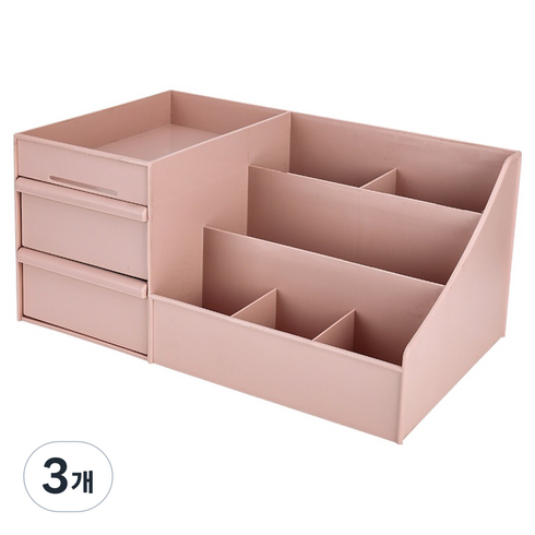 미소로운 멀티수납함 사무용품 정리함, 멀티핑크, 3개