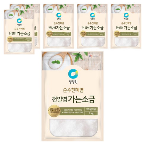 대상 청정원 천일염 가는 소금, 1kg, 6개