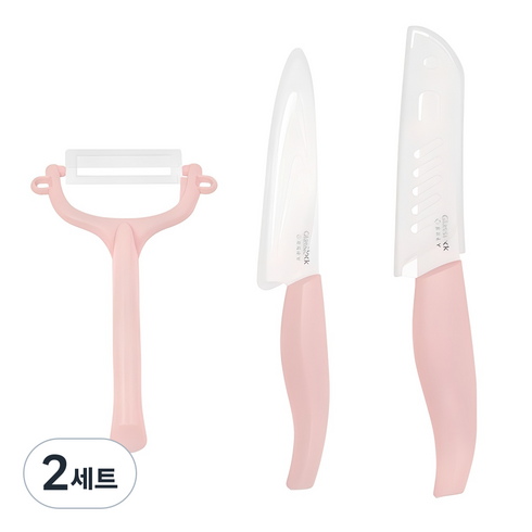 글라스락 베이비 이유식 세라믹 칼 3종 세트, 칼 2종 + 필러, 2세트, 핑크