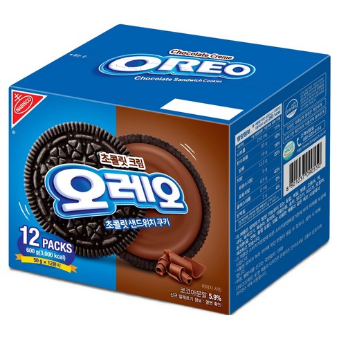 오레오 초콜릿 샌드위치 쿠키 초콜릿 크림, 600g, 1개