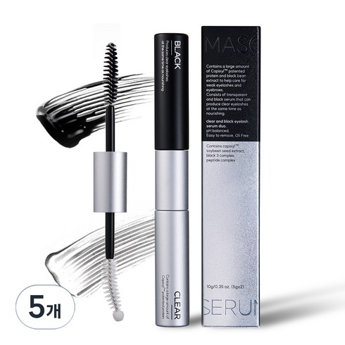 데일리원더 2 in 1 듀얼 마스카라 세럼 속눈썹 영양제 블랙 + 투명, 10g, 5개