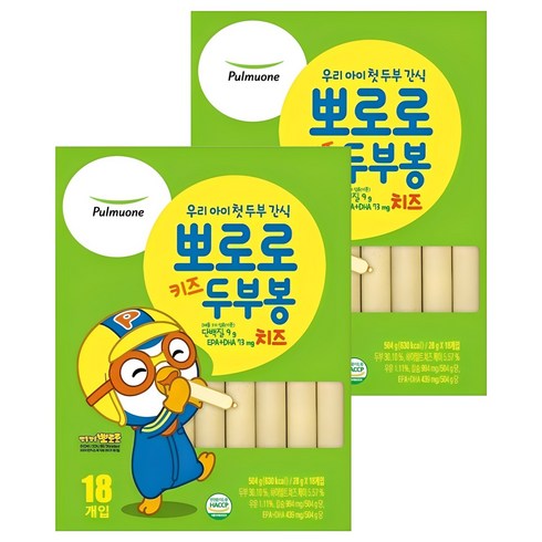 풀무원 뽀로로 키즈 두부봉 치즈, 504g, 2개
